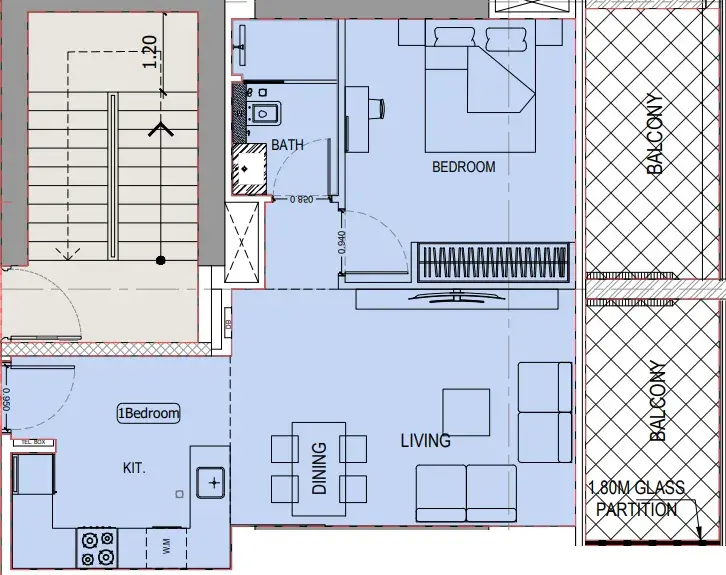 1 Bedroom apartments - Binghatti Ivory floor plan