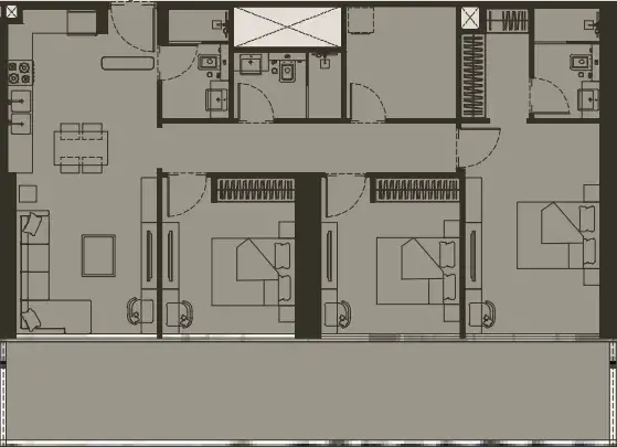 3 Bedrooms apartments - Binghatti Haven floor plan