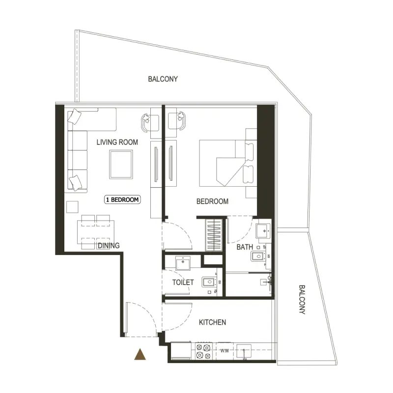 1 bedroom floor plan