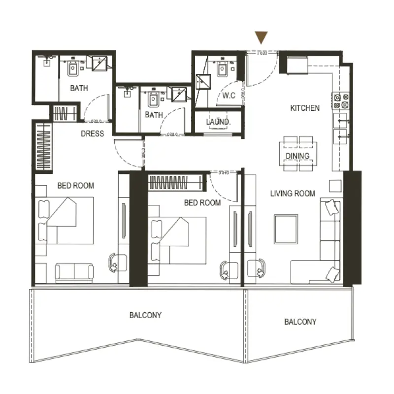 2 bedroom floor plan
