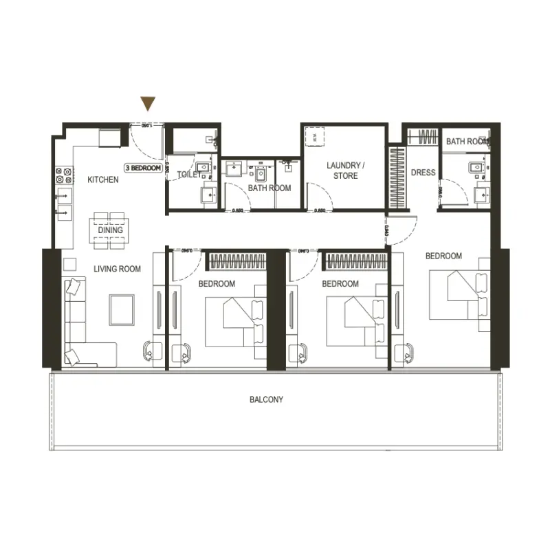 3 bedroom floor plan