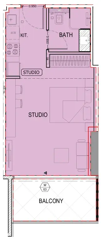 Studio apartments - Binghatti Apex floor plan