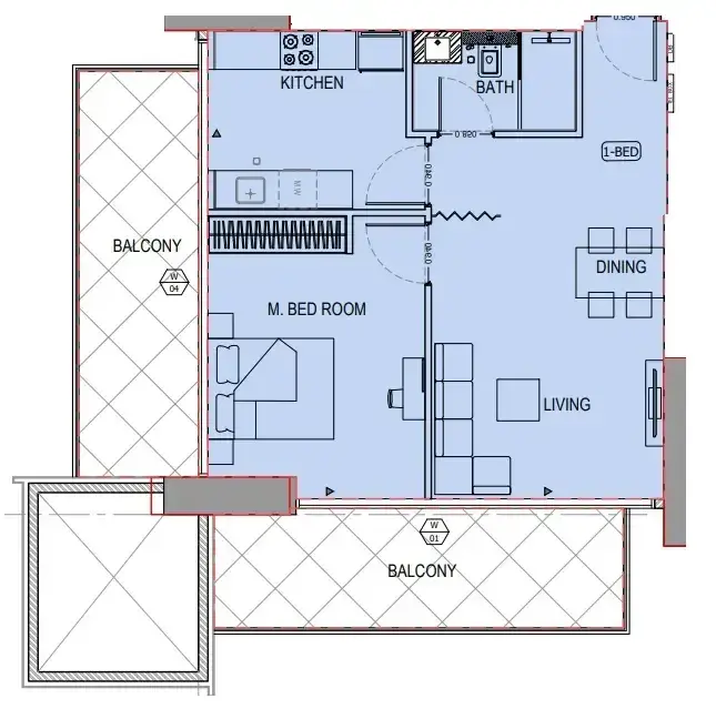 1 Bedroom apartments - Binghatti Apex floor plan