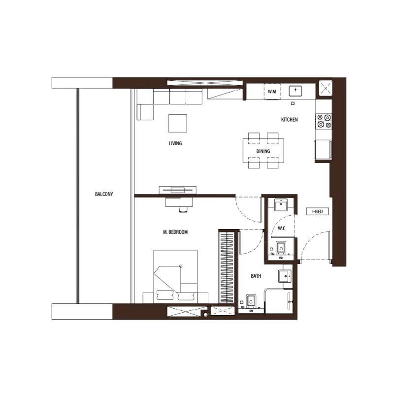 1 bedroom floor plan