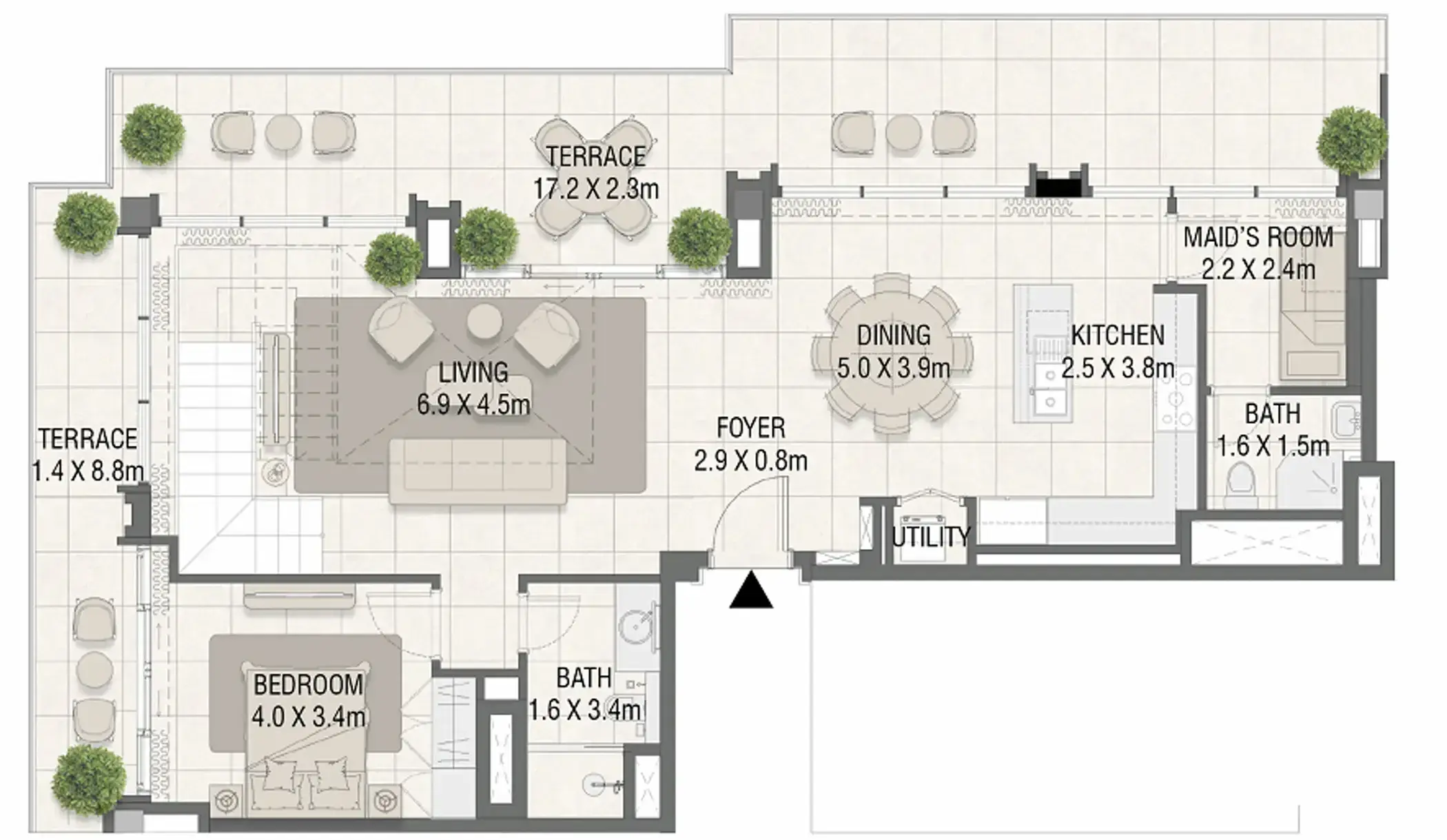 3 Bedrooms apartments - Design Quarter floor plan