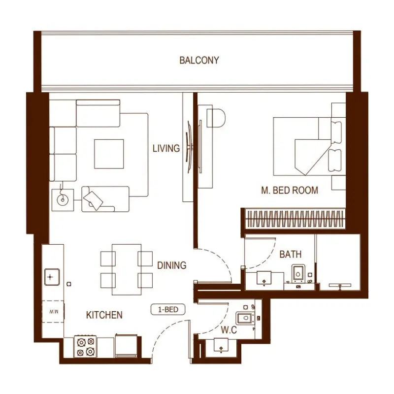 1 bedroom floor plan