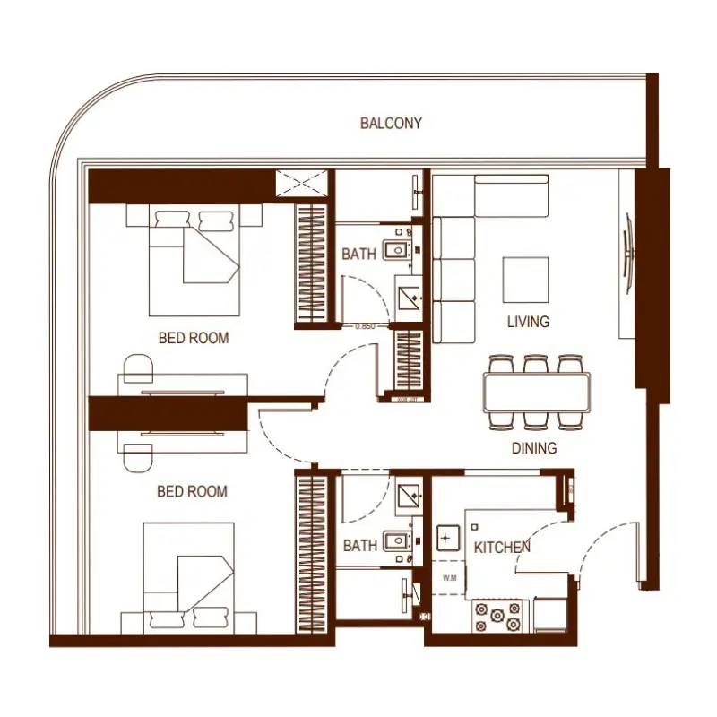 2 bedroom floor plan