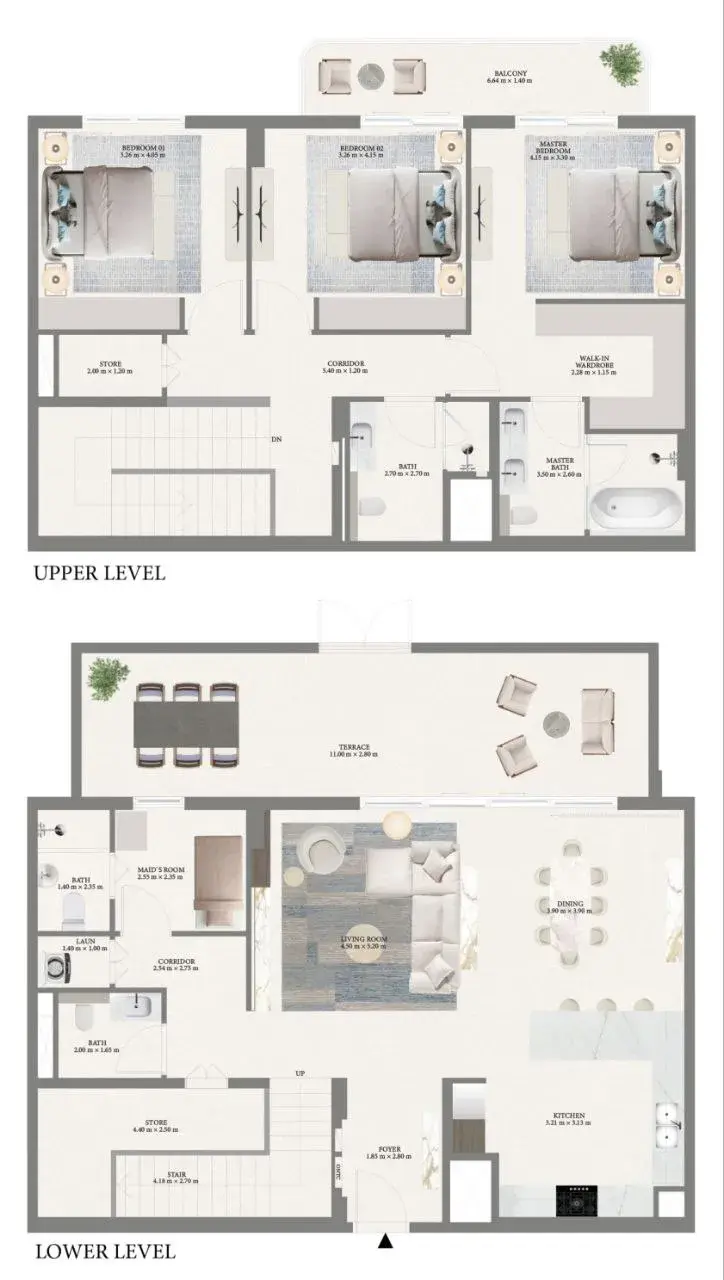3 Bedrooms townhouse - Pier Point floor plan