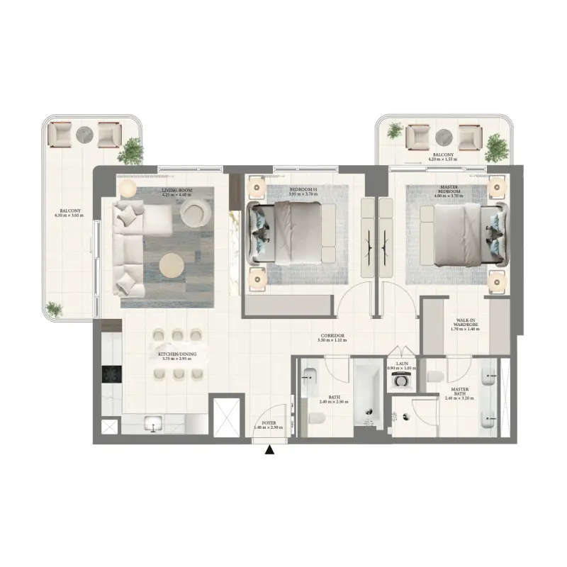 2 bedroom floor plan
