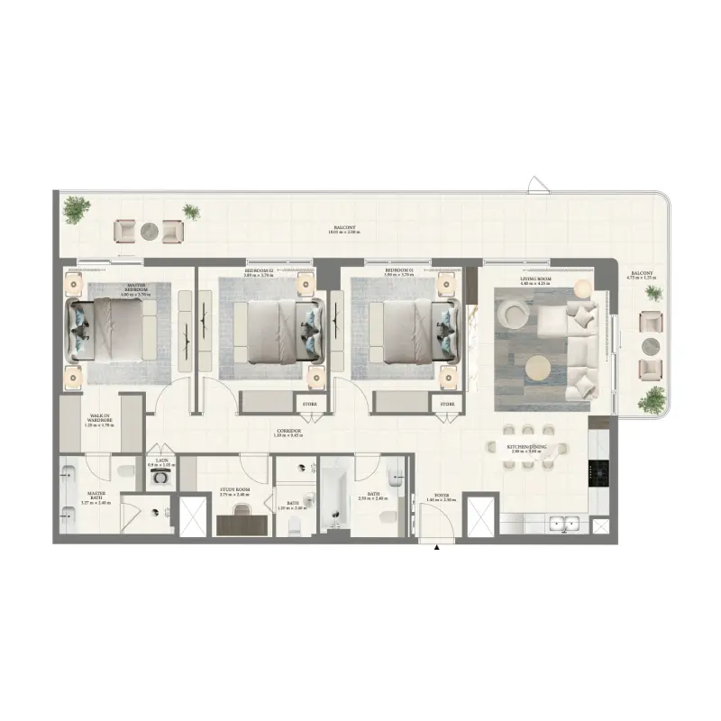 3 bedroom floor plan