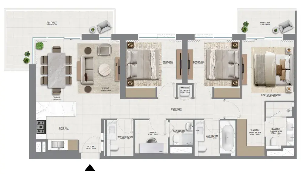 3 Bedrooms apartments - Golf Meadow floor plan