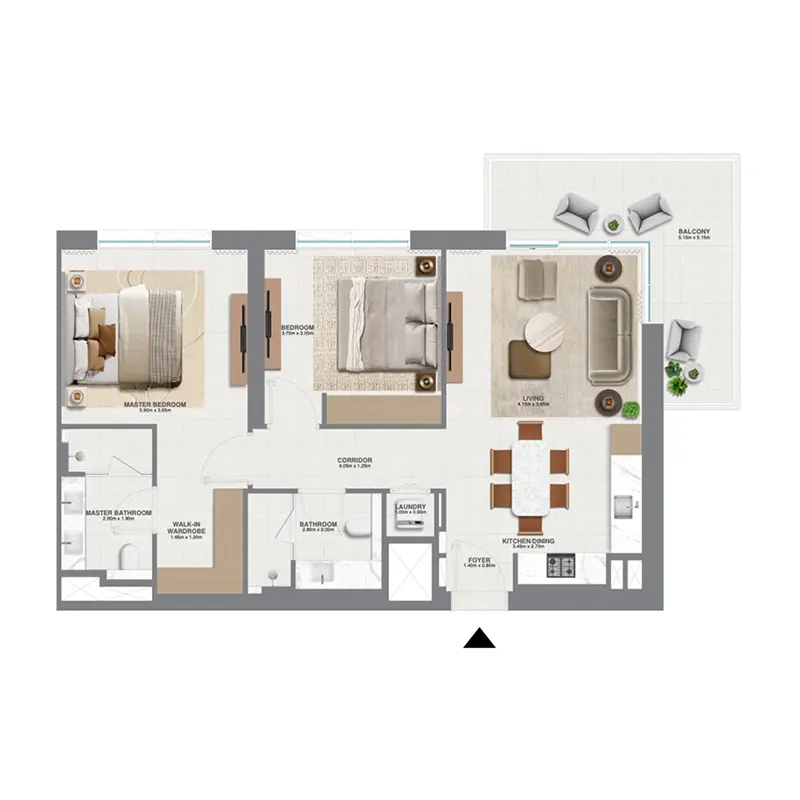 2 bedroom Apartments -  Golf Meadow floor plan