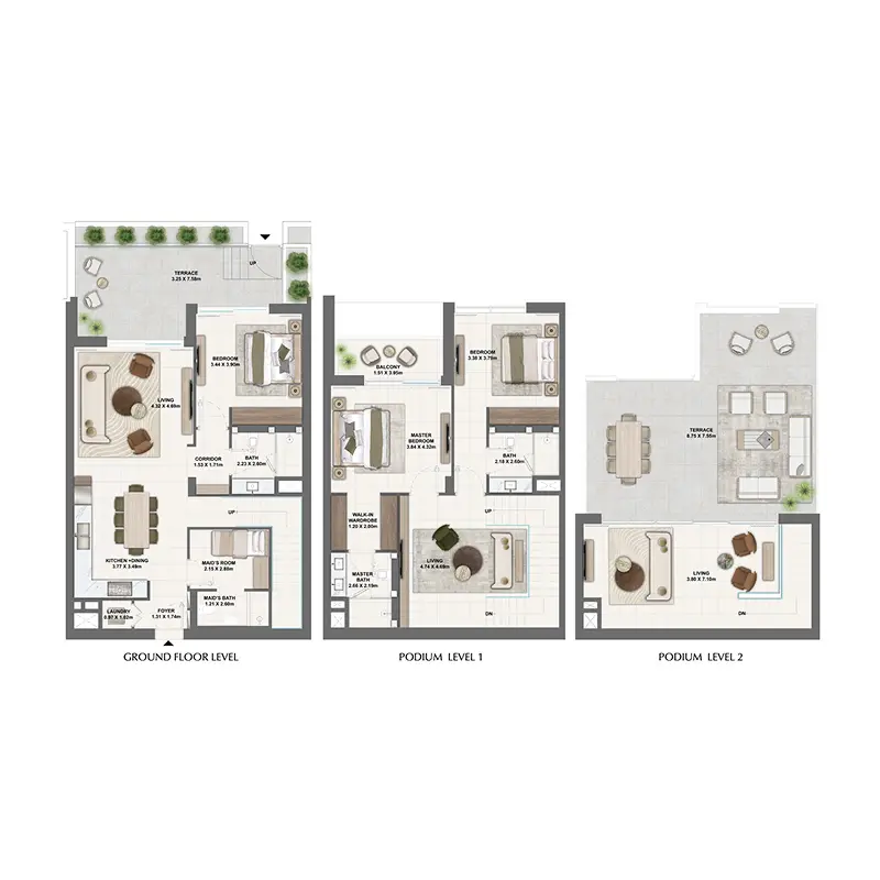 3 bedroom Townhouse -  Silva Dubai Creek Harbour floor plan