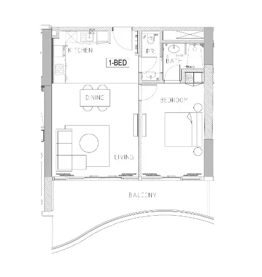 1 Bedroom apartments - Chic Tower floor plan