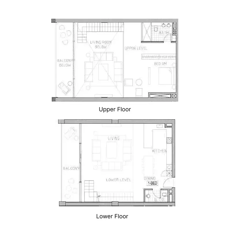 1 Bedroom duplex - Chic Tower floor plan