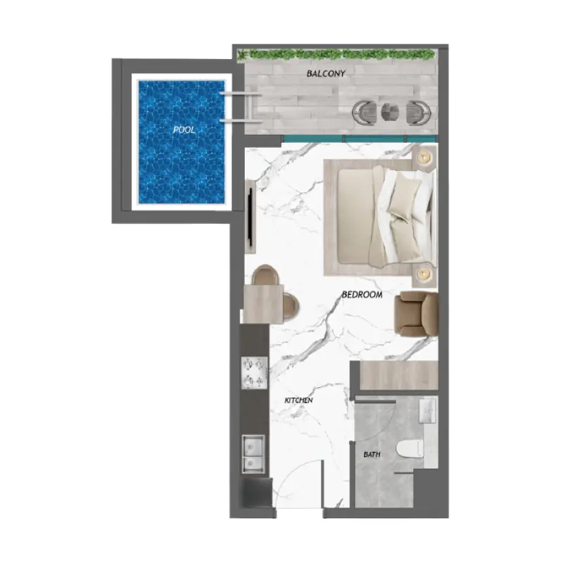 Studio + Pool floor plan