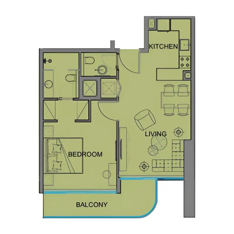 1 bedroom floor plan