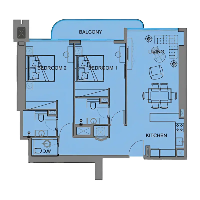2 bedroom floor plan