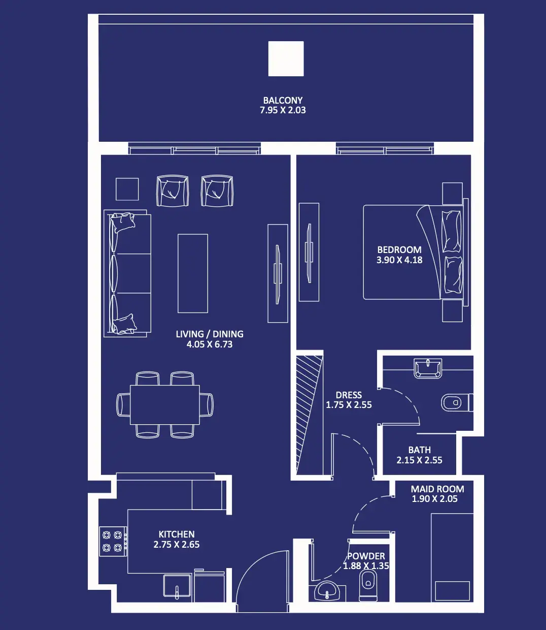 1 Bedroom apartments - Eleganz floor plan