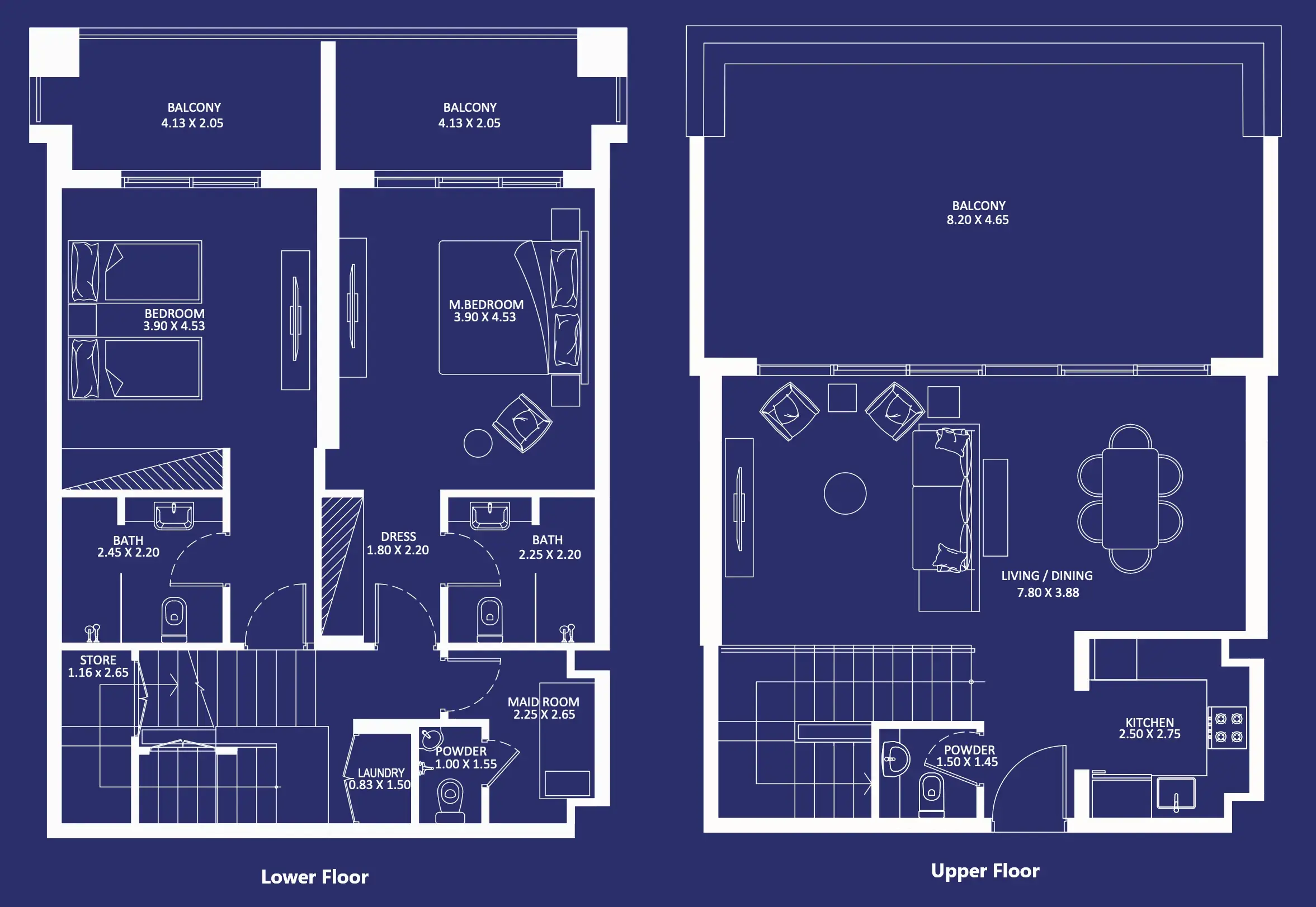 2 Bedrooms duplex - Eleganz floor plan