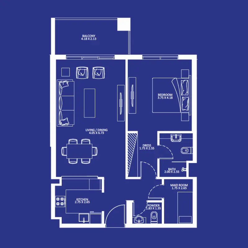 1 bedroom floor plan