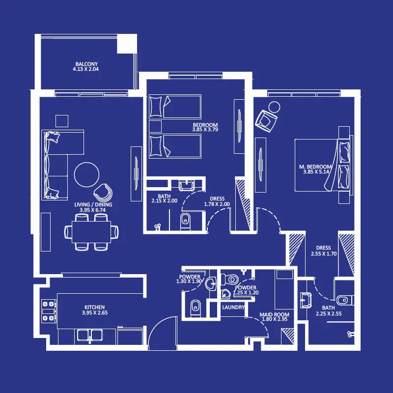 2 bedroom floor plan