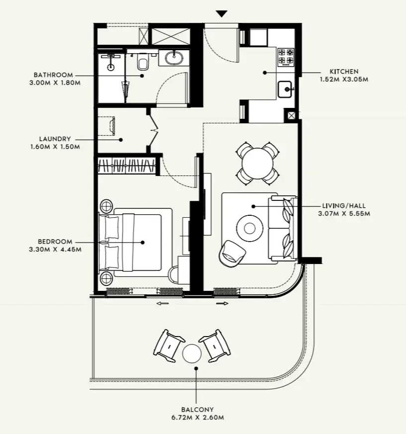 1 Bedroom apartments - Azizi Ruby floor plan