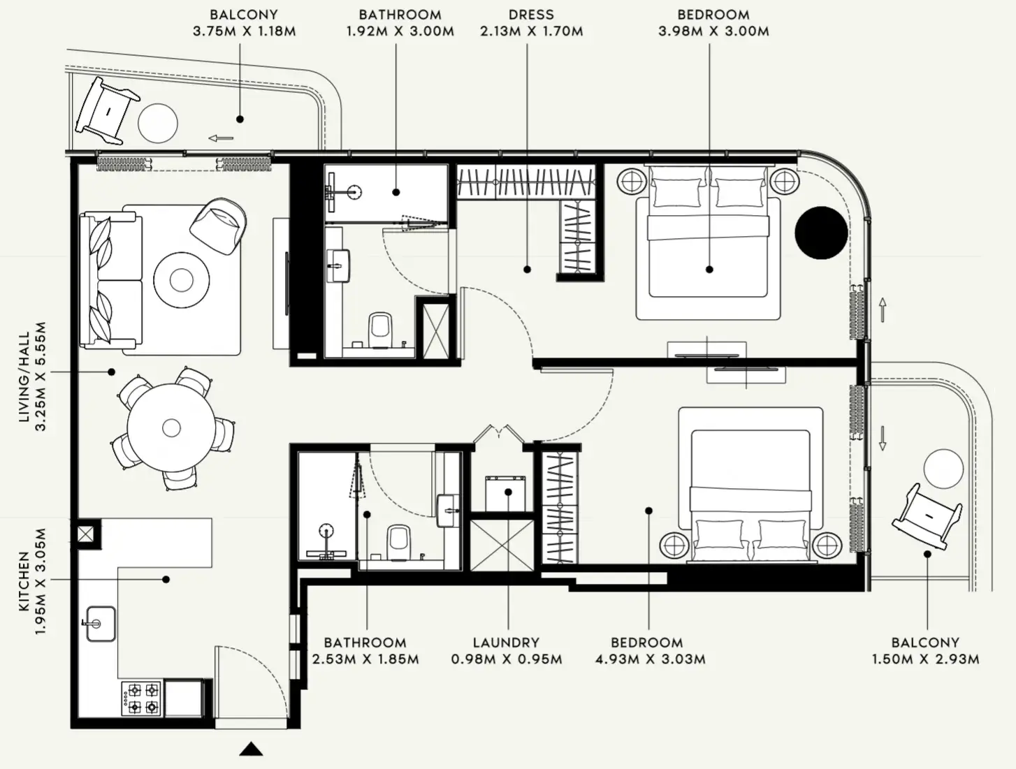 2 Bedrooms apartments - Azizi Ruby floor plan