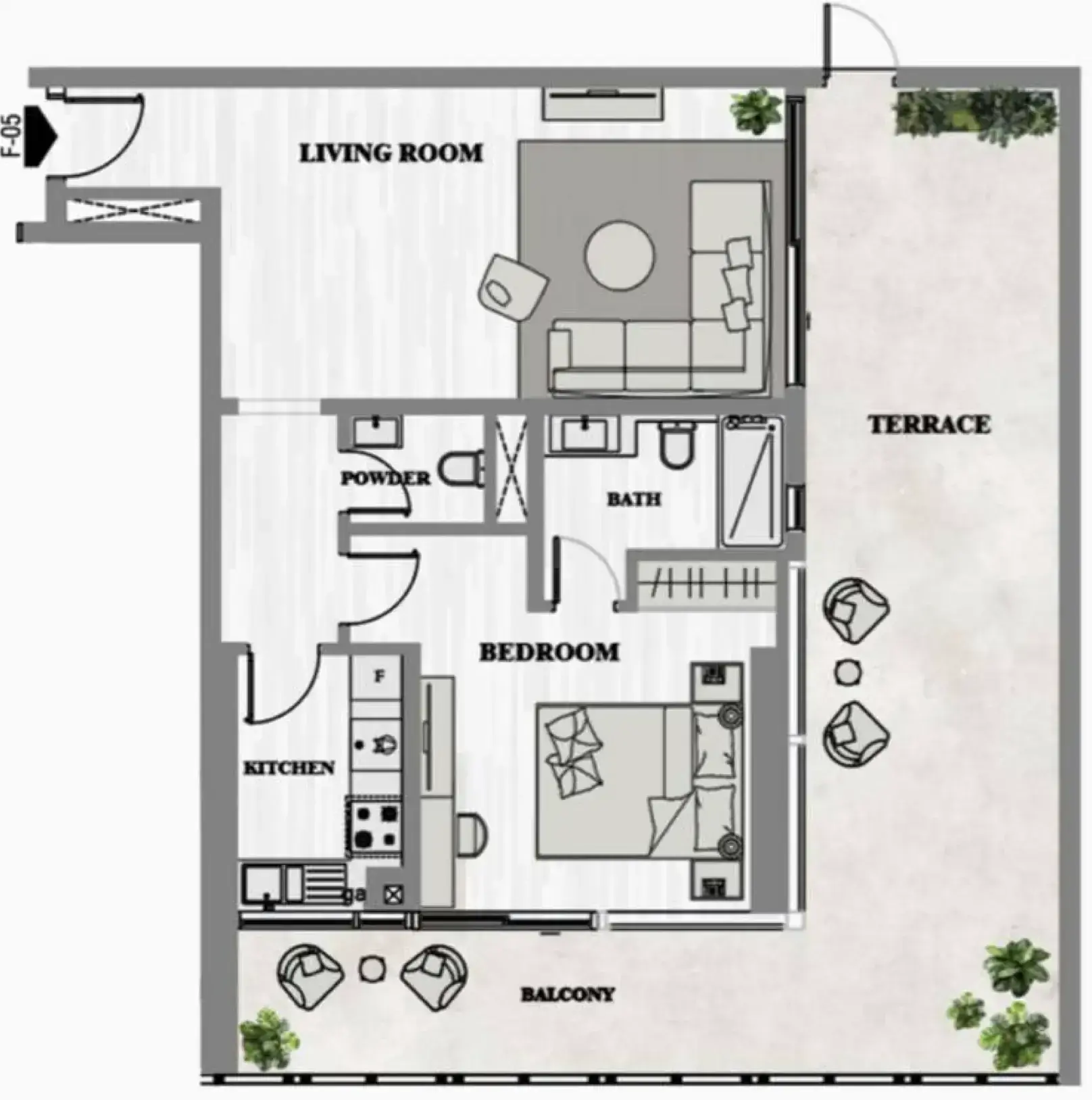 1 Bedroom apartments - Greygate Residences by ADE floor plan