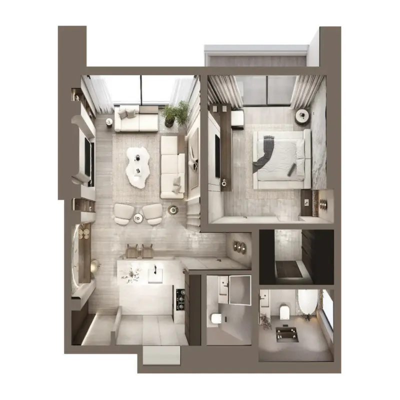 1 bedroom floor plan
