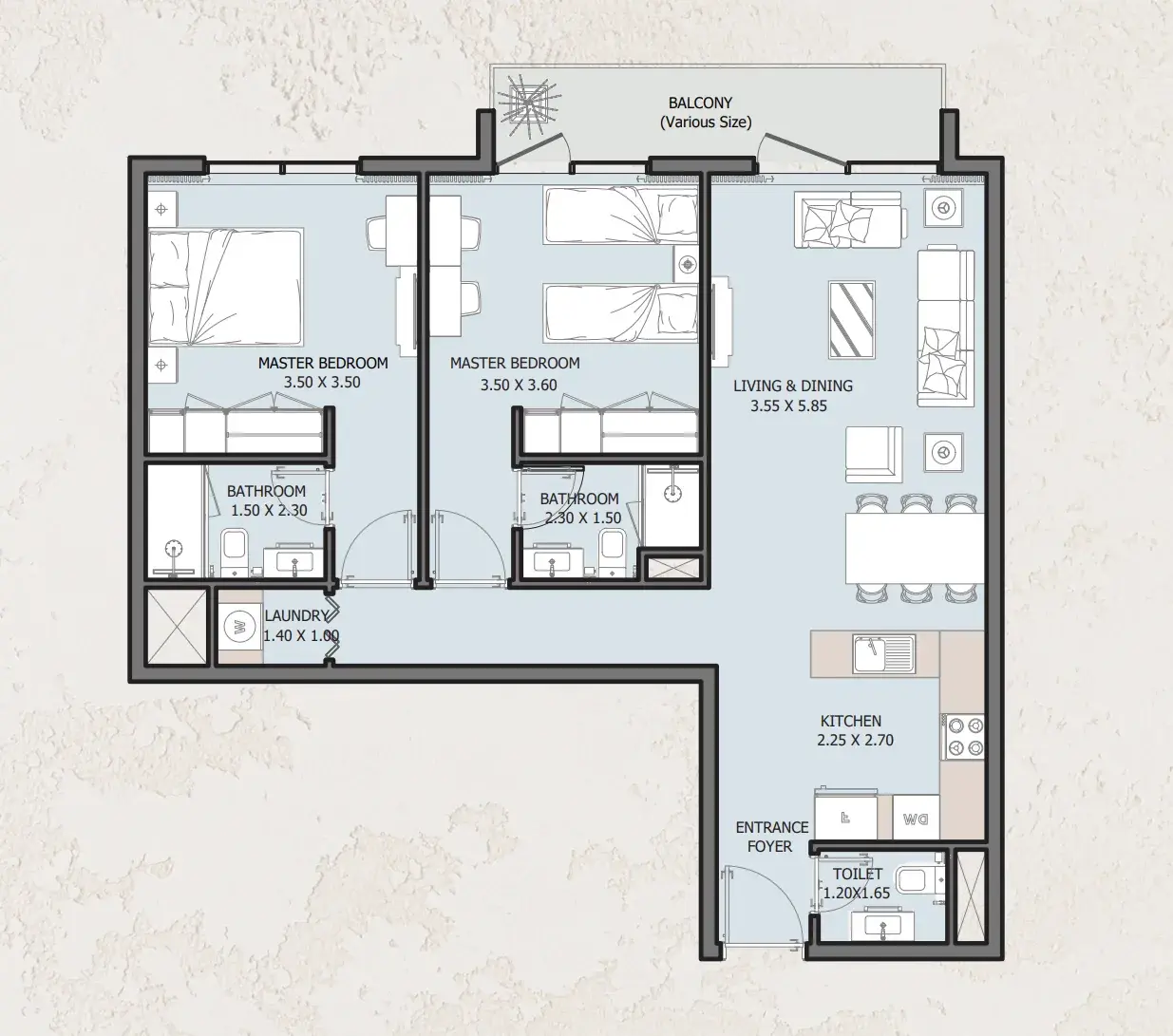2 Bedrooms apartments - Verdana Empire floor plan