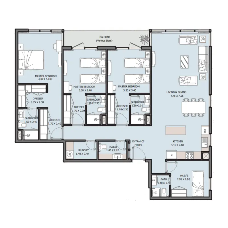 3 bedroom floor plan
