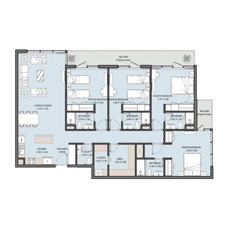 4 bedroom floor plan