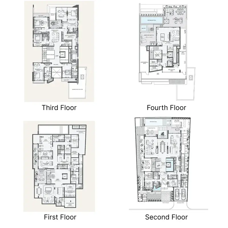 6 Bedrooms villa - Monaco Mansions floor plan