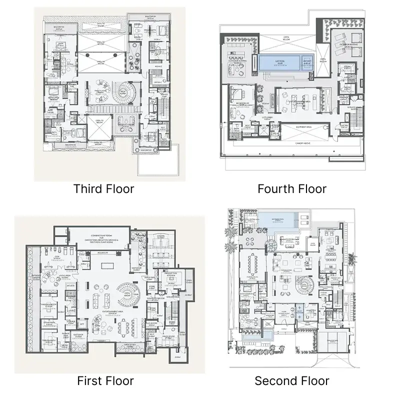 7 Bedrooms villa - Monaco Mansions floor plan