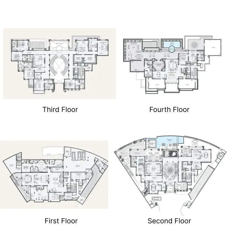 8 Bedrooms villa - Monaco Mansions floor plan
