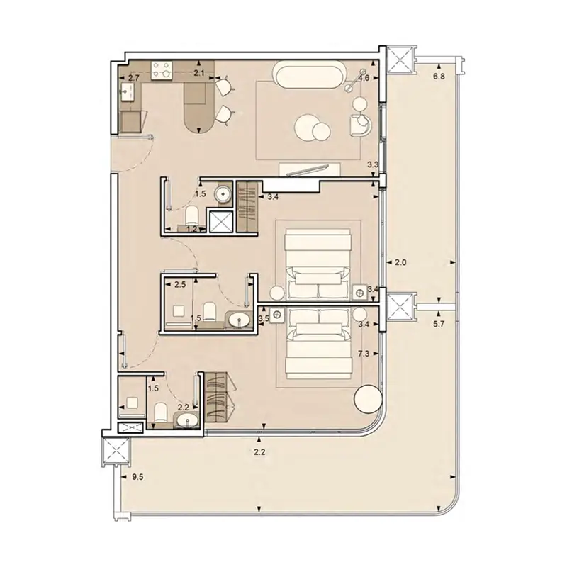 2 bedroom floor plan