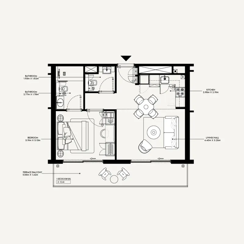 1 bedroom floor plan