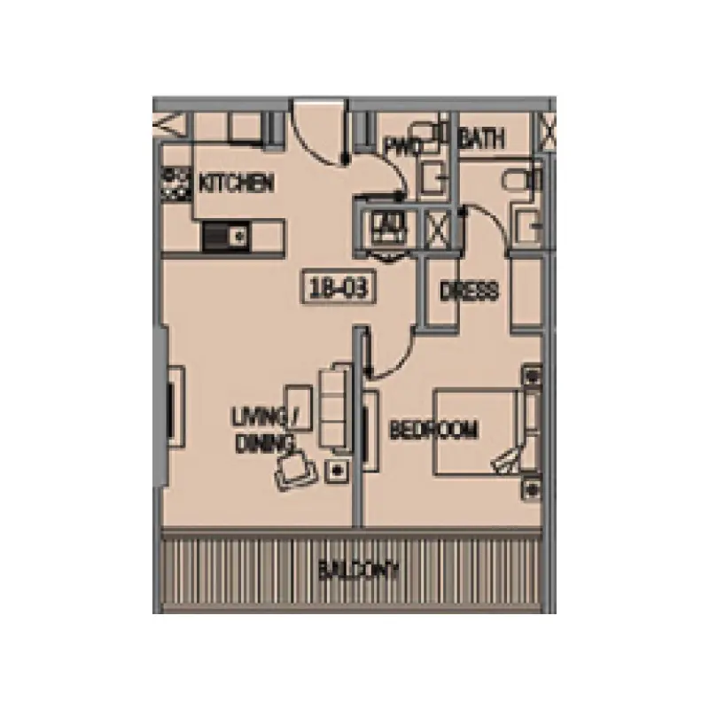 1 bedroom floor plan