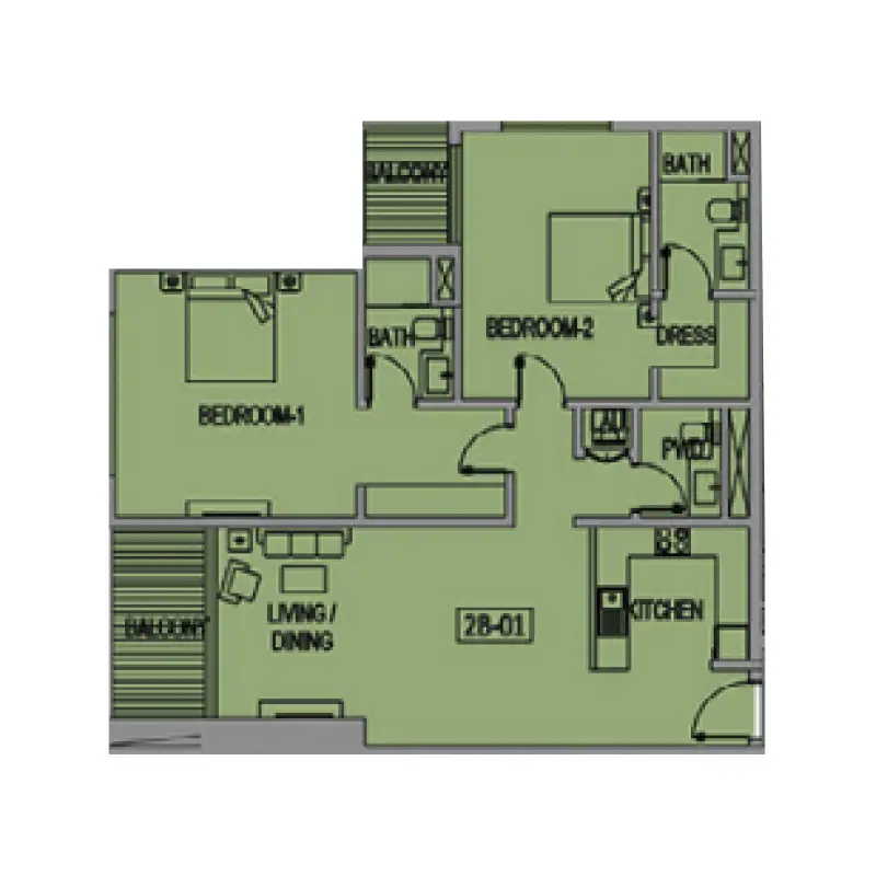2 bedroom floor plan