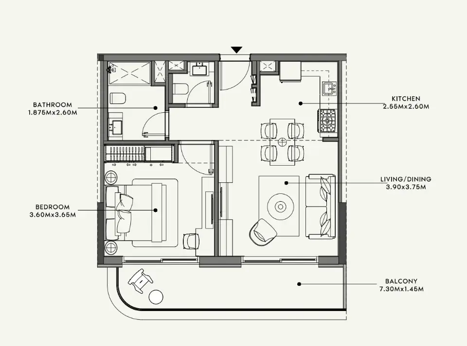 1 Bedroom apartments - Azizi Venice  floor plan