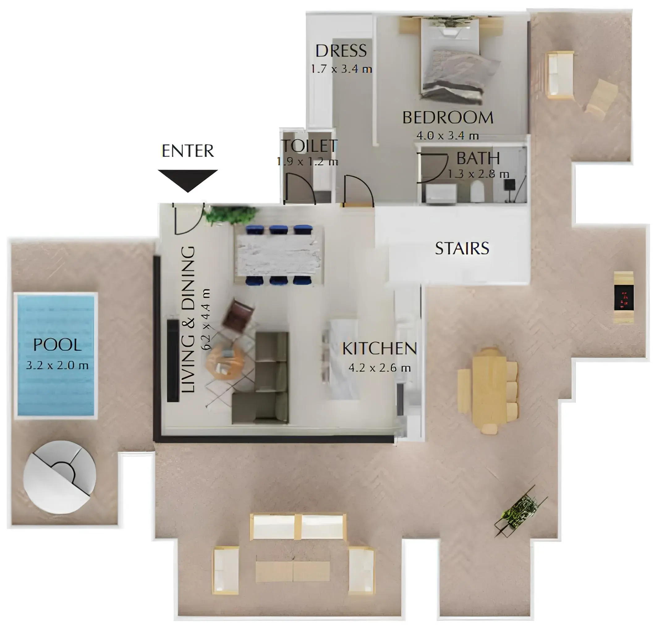 3 Bedrooms apartments - Treppan Tower floor plan
