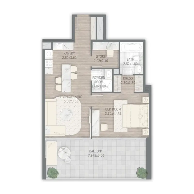 1 bedroom floor plan