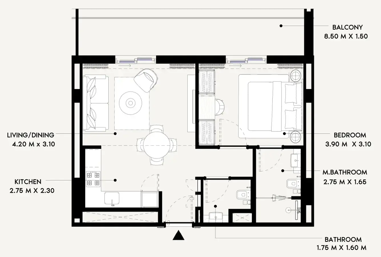 1 Bedroom apartments - Azizi Lina floor plan