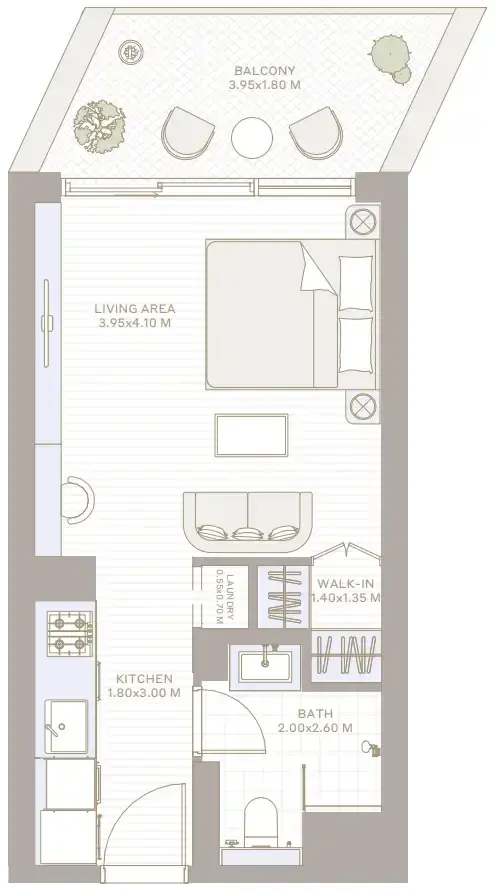 Studio apartments - Park Five floor plan