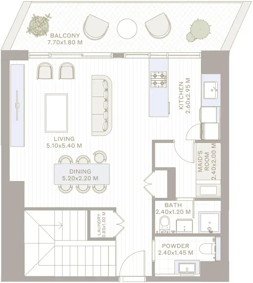 2 Bedrooms apartments - Park Five floor plan