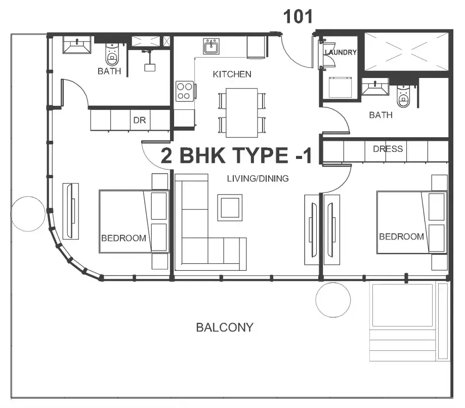 2 Bedrooms apartments - Interstellar Tower floor plan