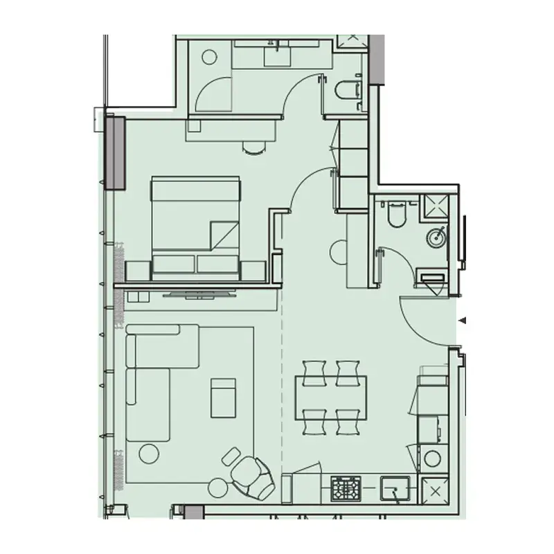 1 Bedroom apartments - Wynwood Horizon floor plan