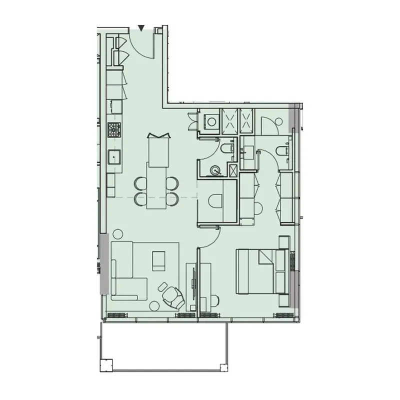 2 Bedrooms apartments - Wynwood Horizon floor plan