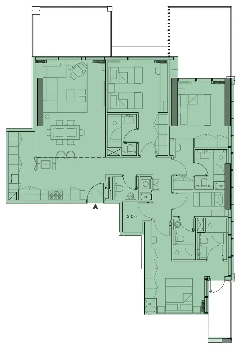 3.5 bedrooms apartments - Wynwood Horizon floor plan